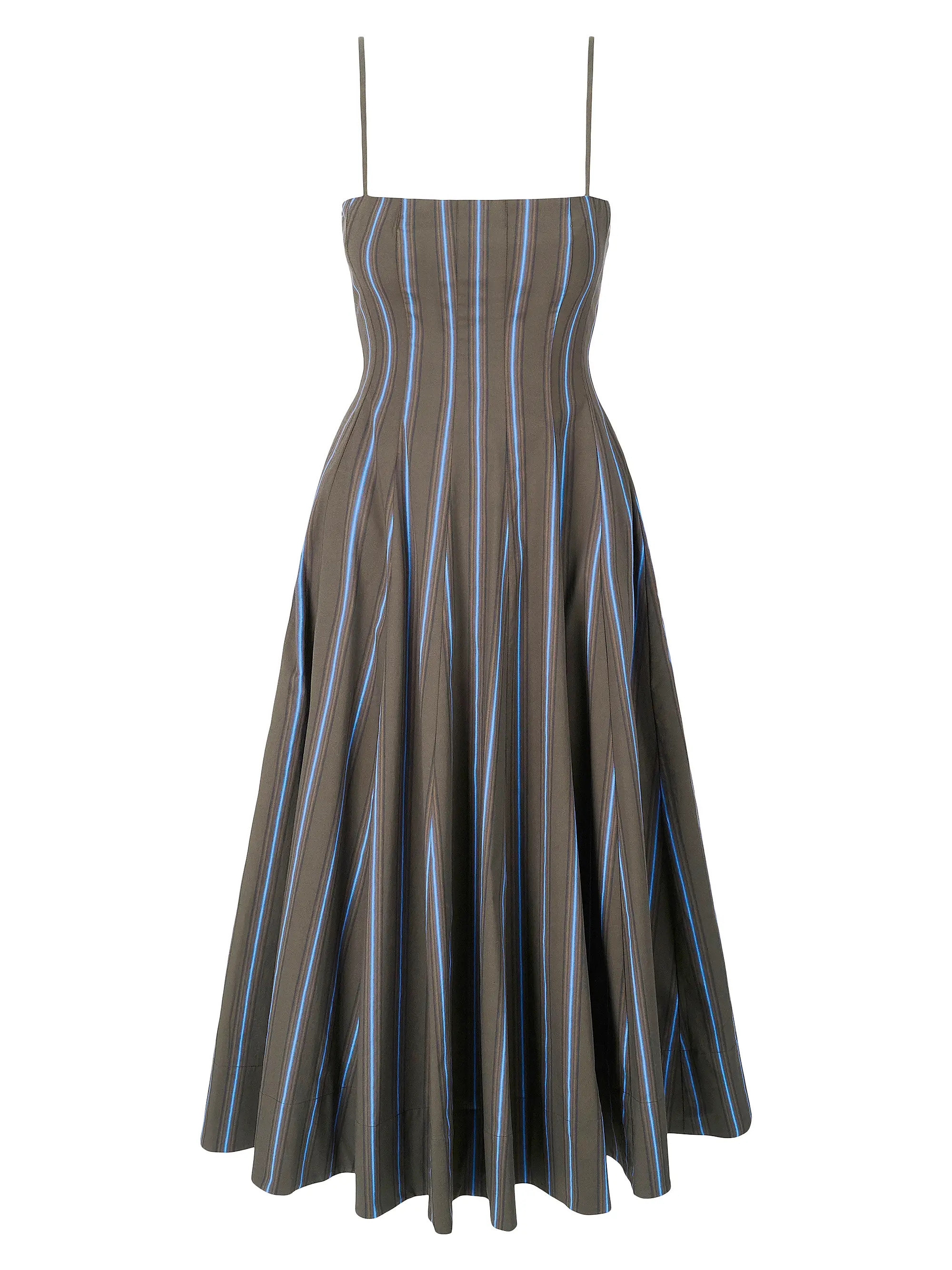 Wylie Striped Stretch-Cotton A-Line Midi-Dress | Saks Fifth Avenue