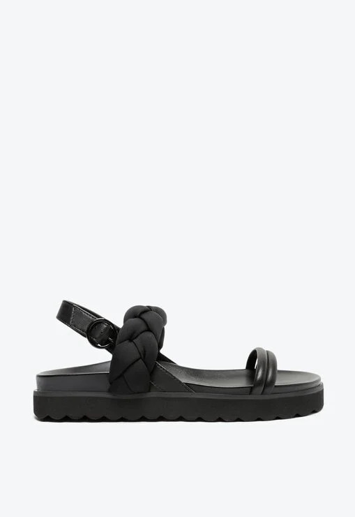 Sandália Papete Preta Schutz Flatform Nylon Trança | ZZ Mall (BR)