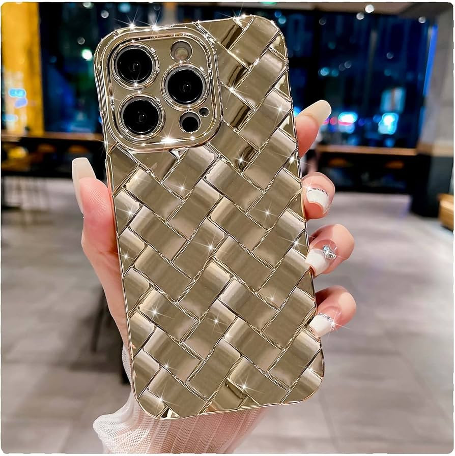 MGQILING Compatible with iPhone 14 Pro Case-6.1 Inch, Fashion 3D Woven Pattern Plating Phone Cas... | Amazon (US)