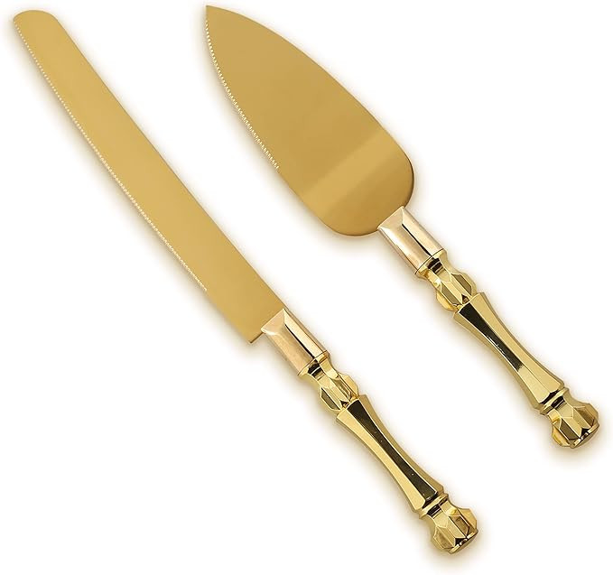 Amazon.com | Homi Styles Wedding Cake knife and Server Set | Elegant Gold Color Premium 420 Stain... | Amazon (US)