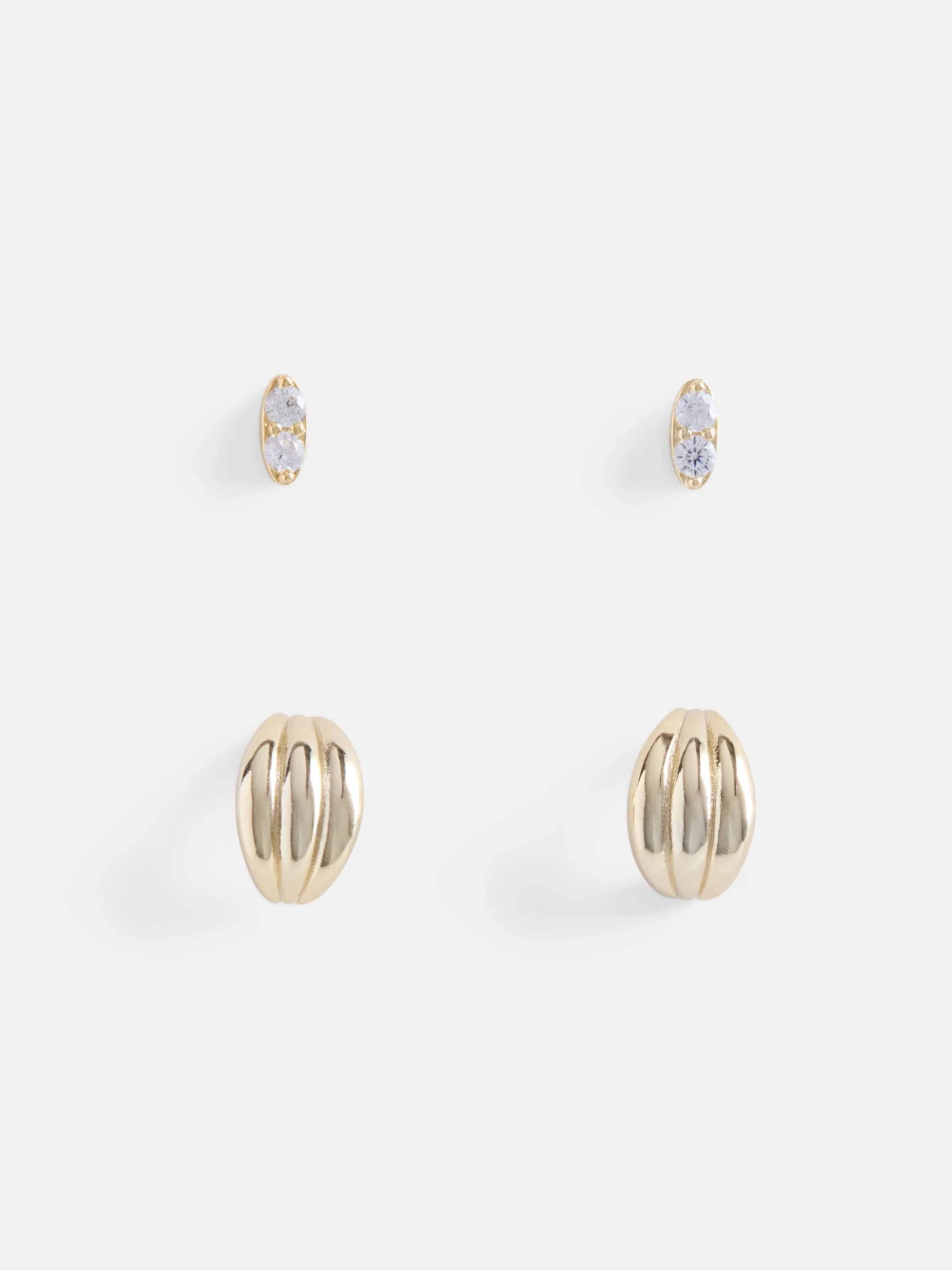 Free Assembly Women's 14K Gold Plated Cubic Zirconia and Half Hoop Earring Set, 2-Pairs | Walmart (US)