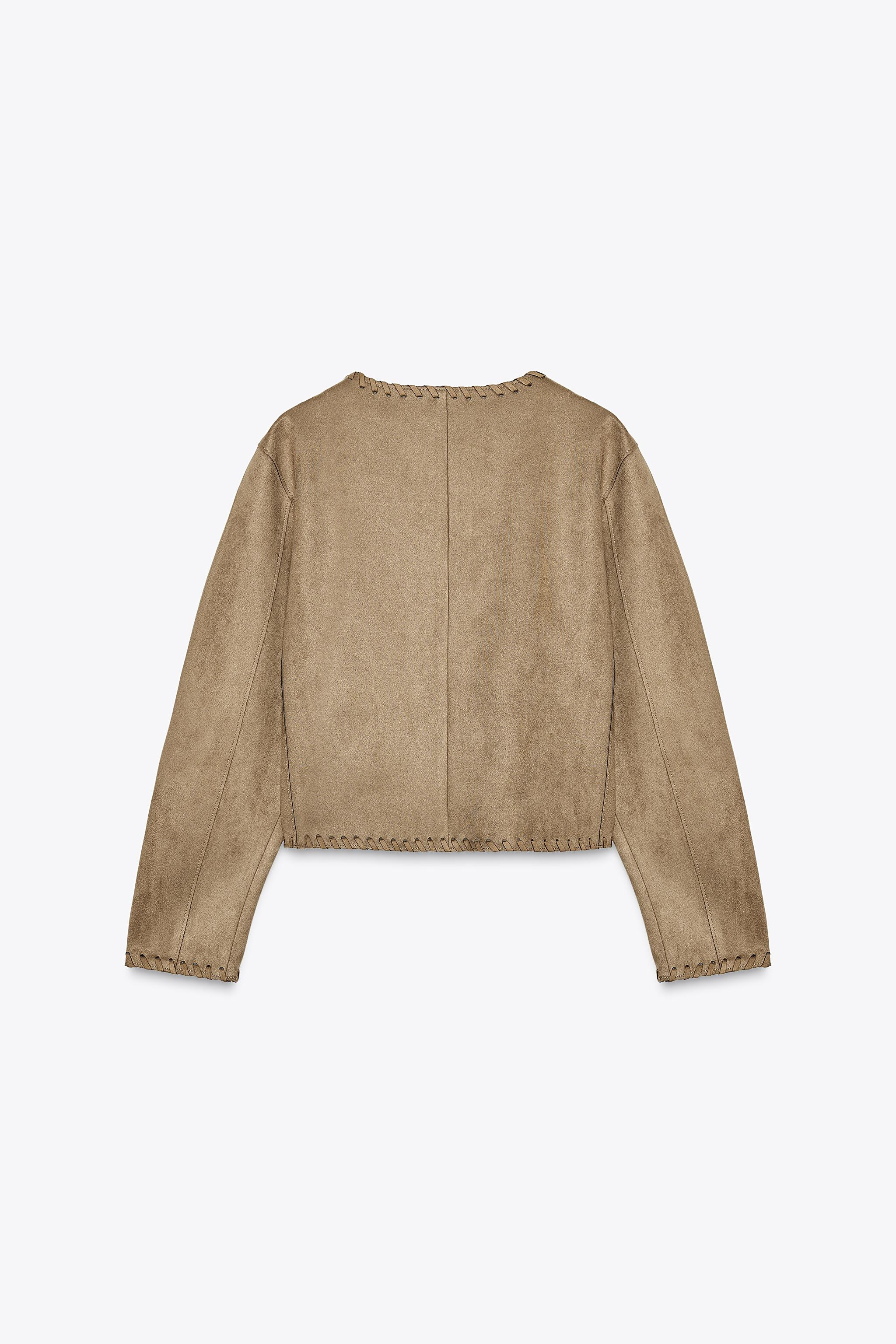 FAUX SUEDE JACKET WITH BRAIDED TRIM | Zara AU