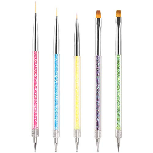 Nail Art Brushes 5 Pcs Double Ended Fine Nail Liner Brush Dotting Pen Nail Gel Polish Detail Drawing Tools | Amazon (US)