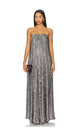 Athena Maxi Dress in Pleated Silver | Revolve Clothing (Global)