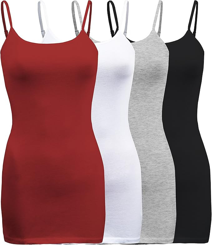 ShezPretty 4 Pack - Women's Basic Cami with Adjustable Spaghetti Straps Tank Top | Amazon (US)