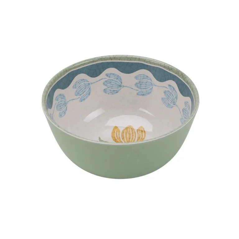 Better Homes & Gardens 12 Piece Bamboo Melamine Green Floral Dinnerware Set | Walmart (US)