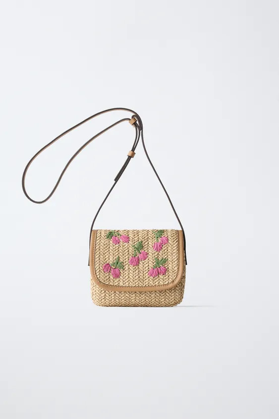 RAFFIA CHERRY CROSSBODY BAG | Zara US