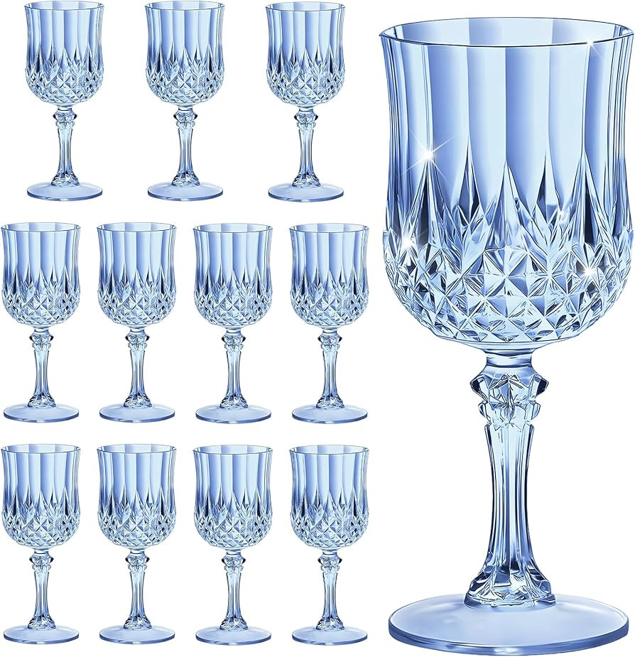 7OZ Plastic Wine Glasses, Reusable Vintage Goblets Unbreakable Drinking Glasses Crystal Water Cup... | Amazon (US)
