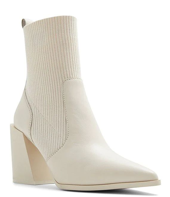 Ganina Leather Block Heel Sock Booties | Dillard's