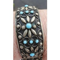 Antique Silver Turquoise Bracelet | Etsy (US)