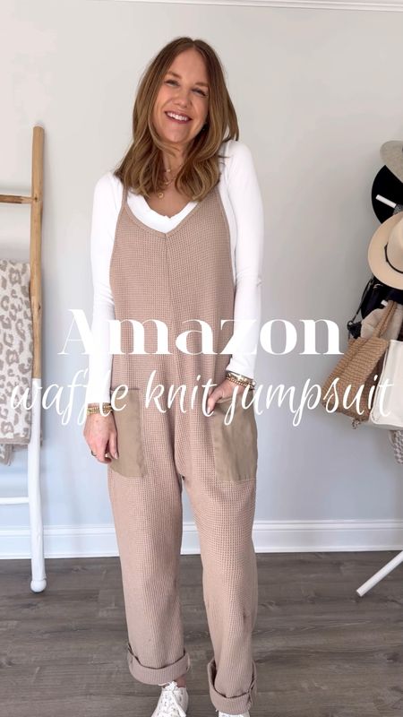 This Free People inspired waffle knit jumpsuit/romper is the perfect piece to transition into spring! Wear it now with long sleeves and later over tanks and swimsuits and I love it for travel.
Comes in 12 colors. I'd recommend sizing down.

What to wear, how to style a jumpsuit, Amazon outfit, Amazon spring fashion, spring style guide 2024, travel outfit ideas, casual spring outfit, mom outfit, comfy chic, waffle knit, comfy style, found it on Amazon, over 40 style, affordable fashion

#LTKVideo #LTKSeasonal #LTKover40