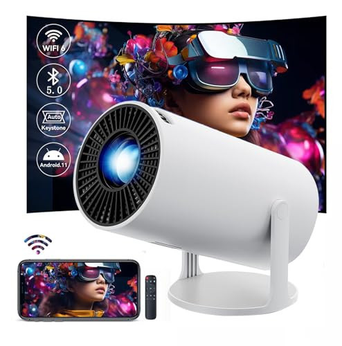 HY300 Projector with WIFI6 and Bluetooth, 4K 1080P Support with Android TV 11.0, Mini Portable Projector 180° Rotatable Movie Projector ,Auto Keystone Compatible for Laptop, PC, Smartphone | Amazon (US)