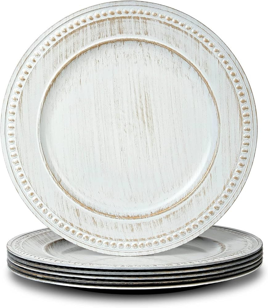 13" Vintage Charger Plates, Beaded Chargers for Dinner Plates Set of 6, Charger Plates Bulk Weddi... | Amazon (US)