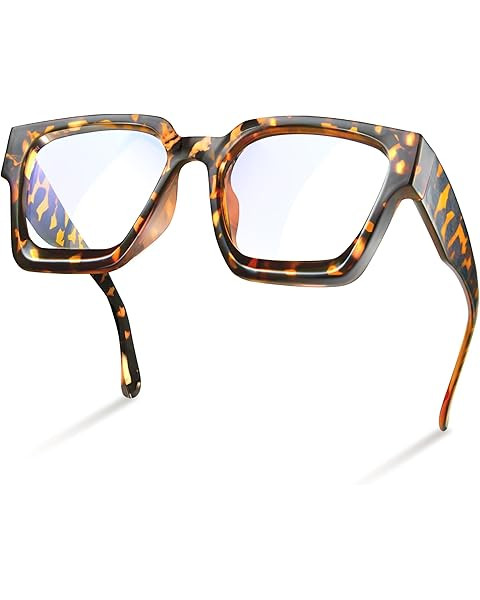 IBOANN Oversized Blue Light Glasses for Woman, Funky Fashion Glasses With Preppy Look, Reduce Scr... | Amazon (US)