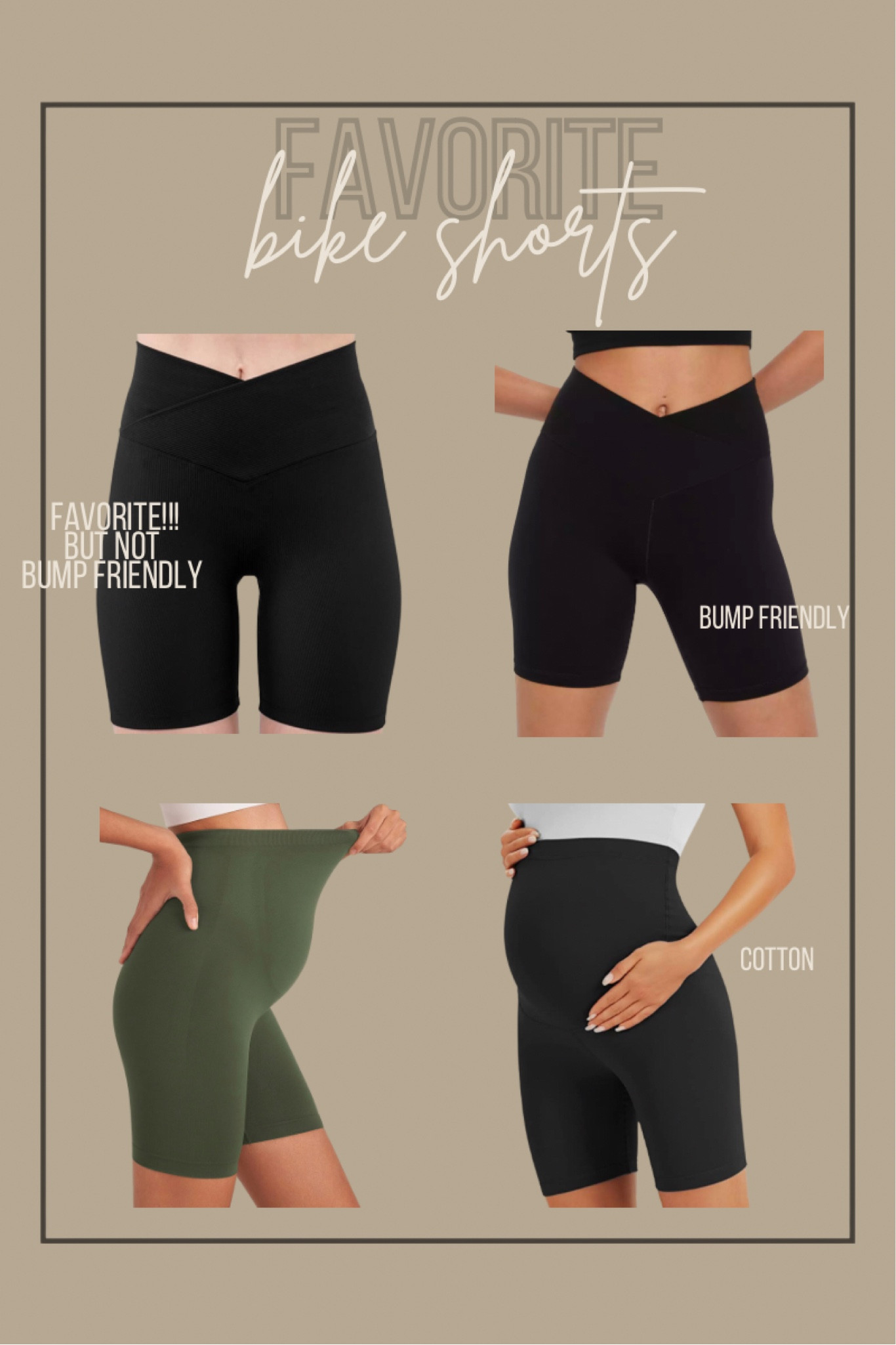 BONVIGOR Maternity Shorts Over The Belly Biker Workout Yoga Active