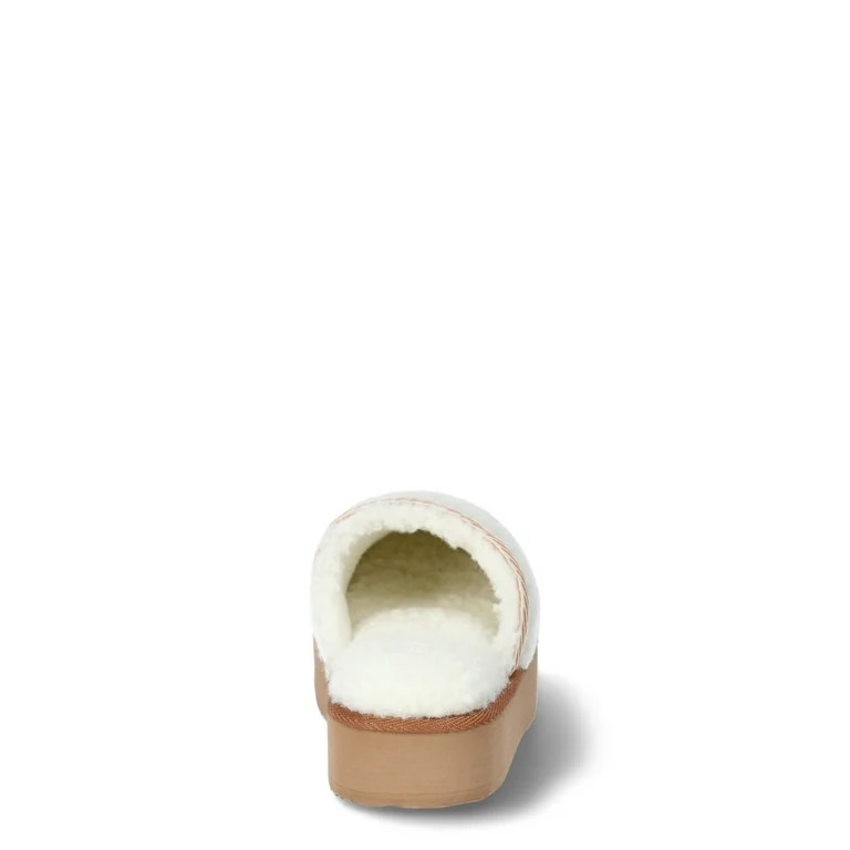 Joyspun Women’s Teddy Fleece Platform Clog Slippers | Walmart (US)