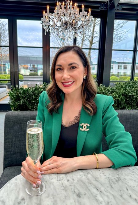 What could be better than champagne, a rooftop view, and good company 💚🥂 My green blazer is $50 off! Wearing size 4. 

#greenblazer #classystyle #thisisann #blazerstyle #classyoutfit 



#LTKworkwear #LTKstyletip #LTKsalealert