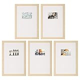 Instapoints 5 Piece Gallery Wall Picture Frame Set 12" x 18" Matted to 4" x 6" with Offset Mat & Han | Amazon (US)