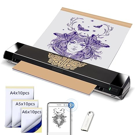 ORGBRO Tattoo Stencil Printer, X8 Thermal Tattoo Transfer Printer with 30pcs Transfer Paper, A4/A... | Amazon (US)
