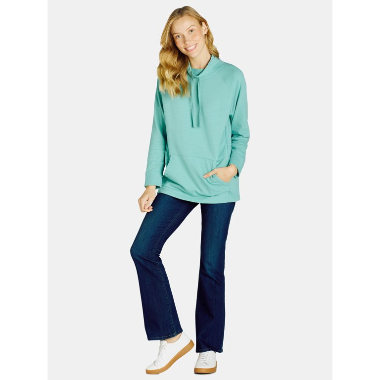 Time and Tru Women's Cowl Neck Tunic Sweatshirt, Sizes S-XXXL | Walmart (US)