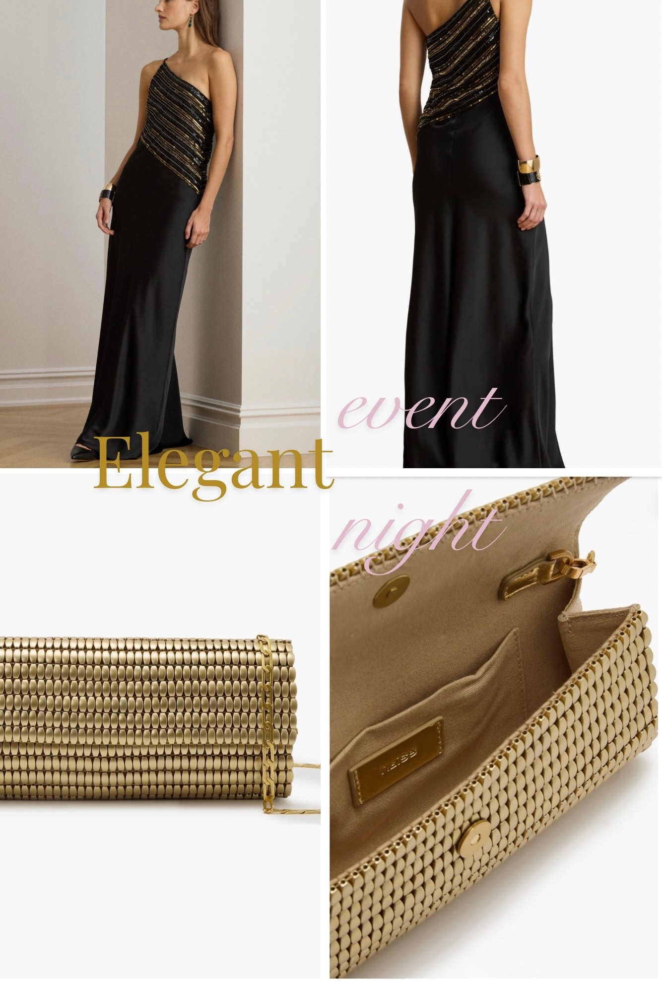 Weeding guest, elegant black /gold dress 