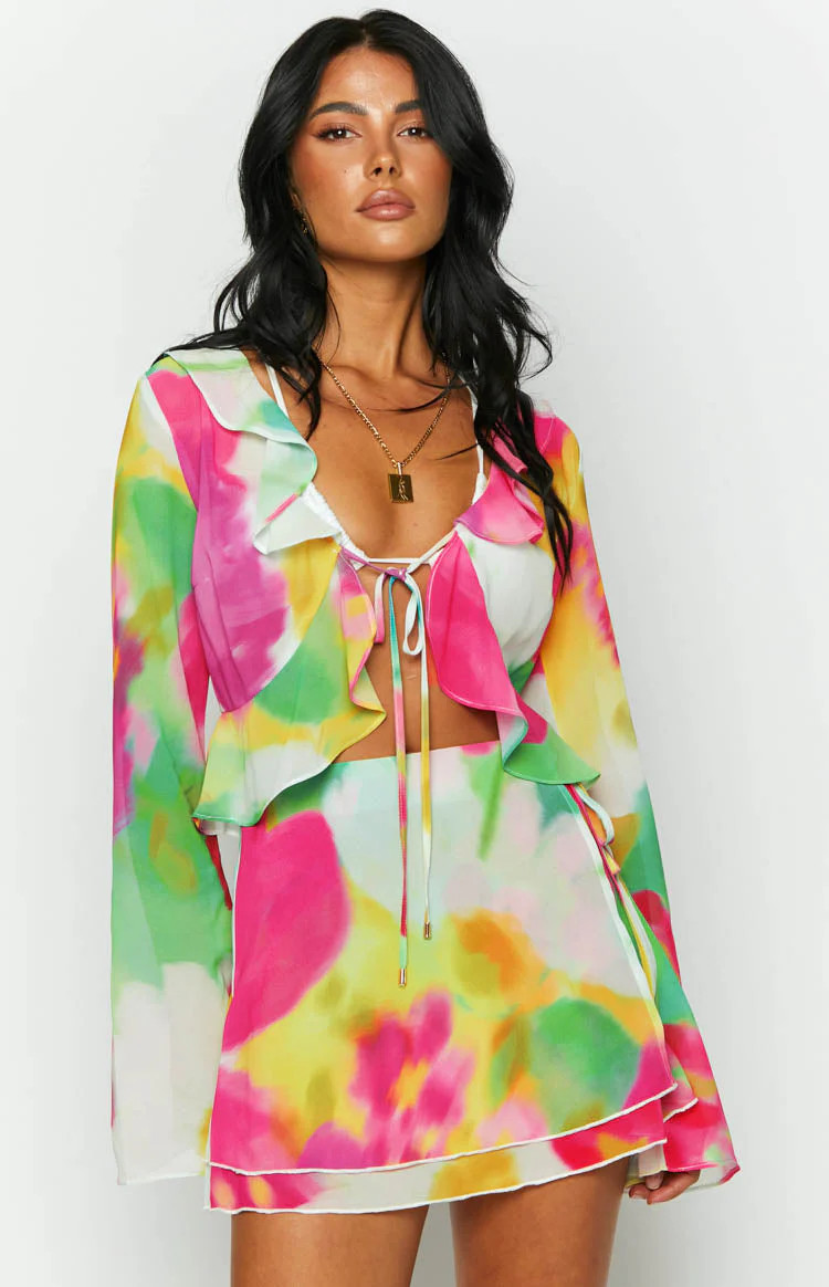 Kazan Floral Print Frill Top | Beginning Boutique (US)