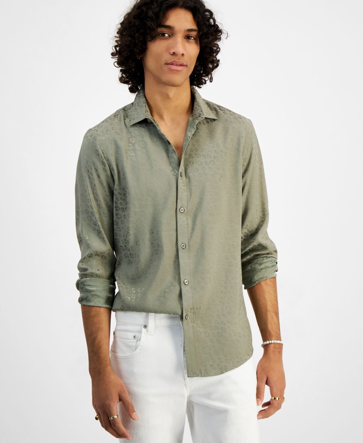 I.n.c. International Concepts Men's Regular-Fit Leopard Shirt, Created for Macy's | Macys (US)