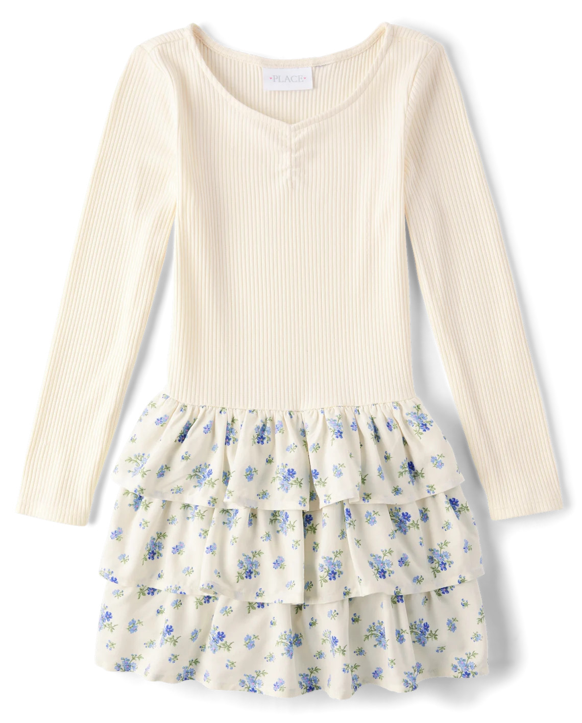 Girls Floral Tiered Drop Waist Dress - white | The Children's Place