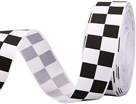 Fvomye 50 Yards Black and White Grosgrain Ribbon Checkered Printed Grosgrain Ribbon Buffalo Plaid Ri | Amazon (US)