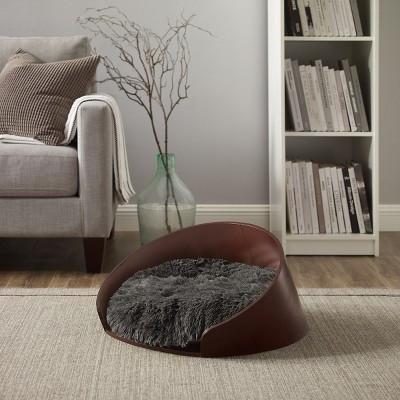 Sam's Pets Kuai Dog Bed Bent Wood Faux Fur Dark Brown | Target