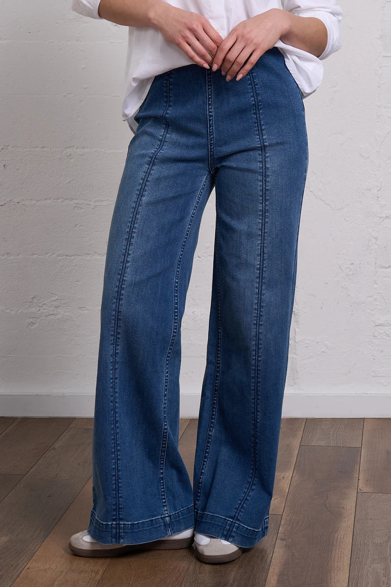 Wide Leg Stretch Jeans - Effortless Comfort & Flattering Fit | Franne Golde | Franne Golde