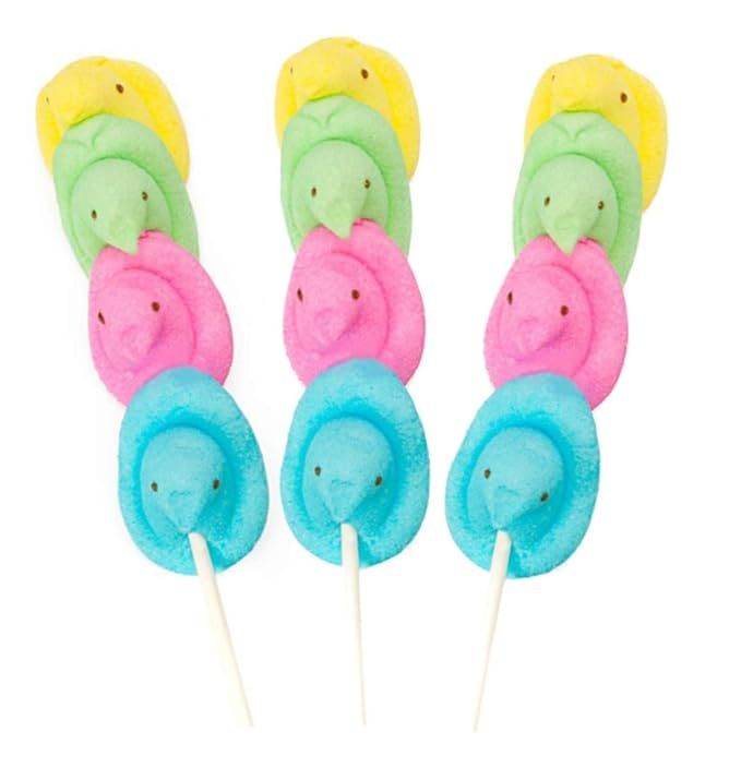 Rainbow Marshmallow Easter Peeps Candy Chicks on a Stick Lollipop, Pack of 3 | Amazon (US)