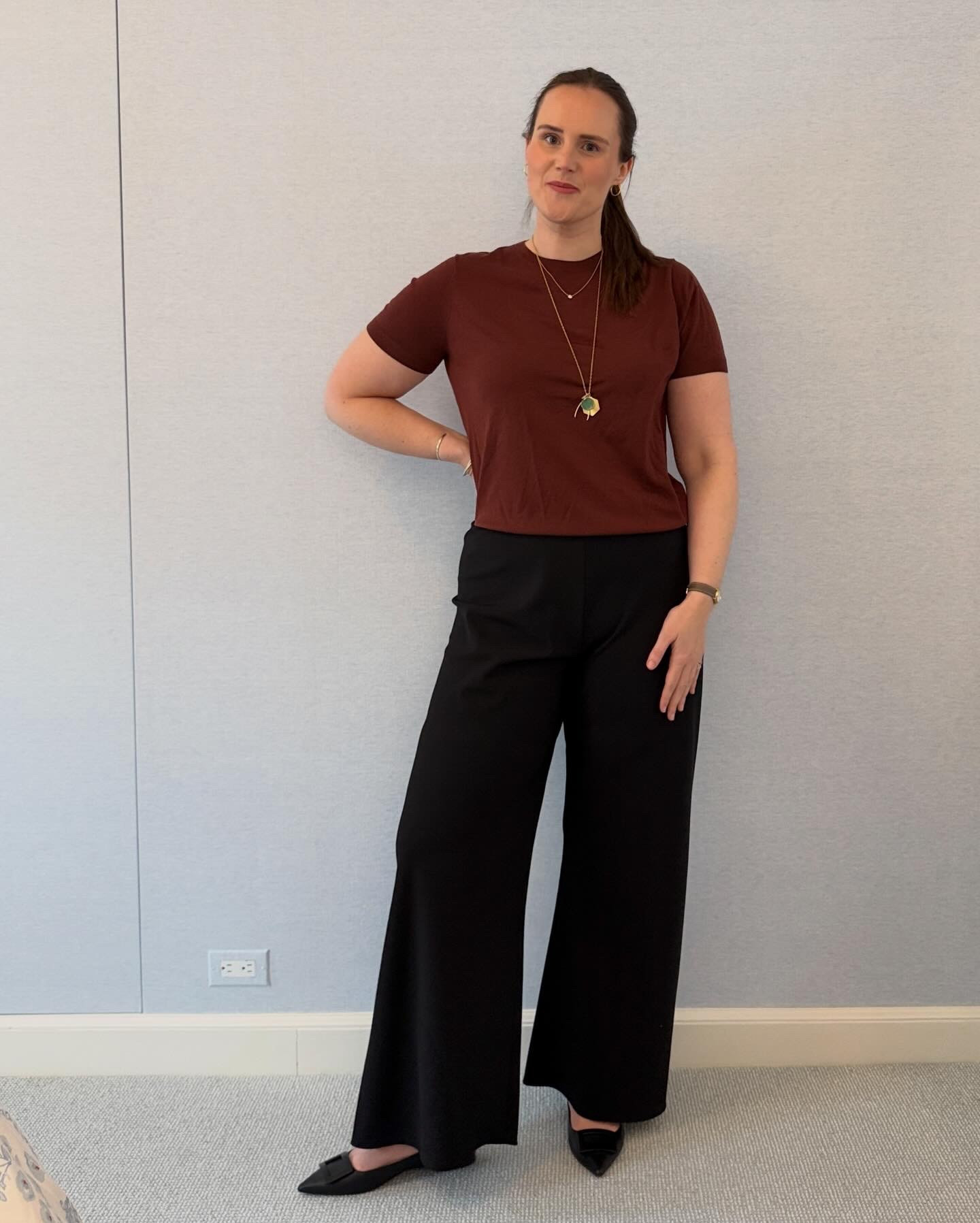 A easy work outfit for a day in NYC with black Colby Pants from La Ligne and a knit t-shirt from Theory. 

La Ligne pants - they run a touch big, your true size should work. I am in a XL. 
Theory top - these run small I find, I size up one size, so mine is a XXL. 

#classicstyle #workwear  

 #LTKdayinmylife #LTKgrwm #LTKMidsize