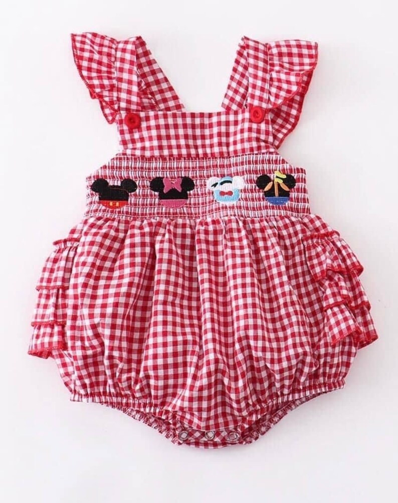 Baby Girls Red Plaid Mouse Bubble | Etsy (US)