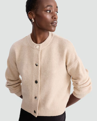 F&F Knitted Button Up Cardigan with Wool in Neutral | Tesco F&F