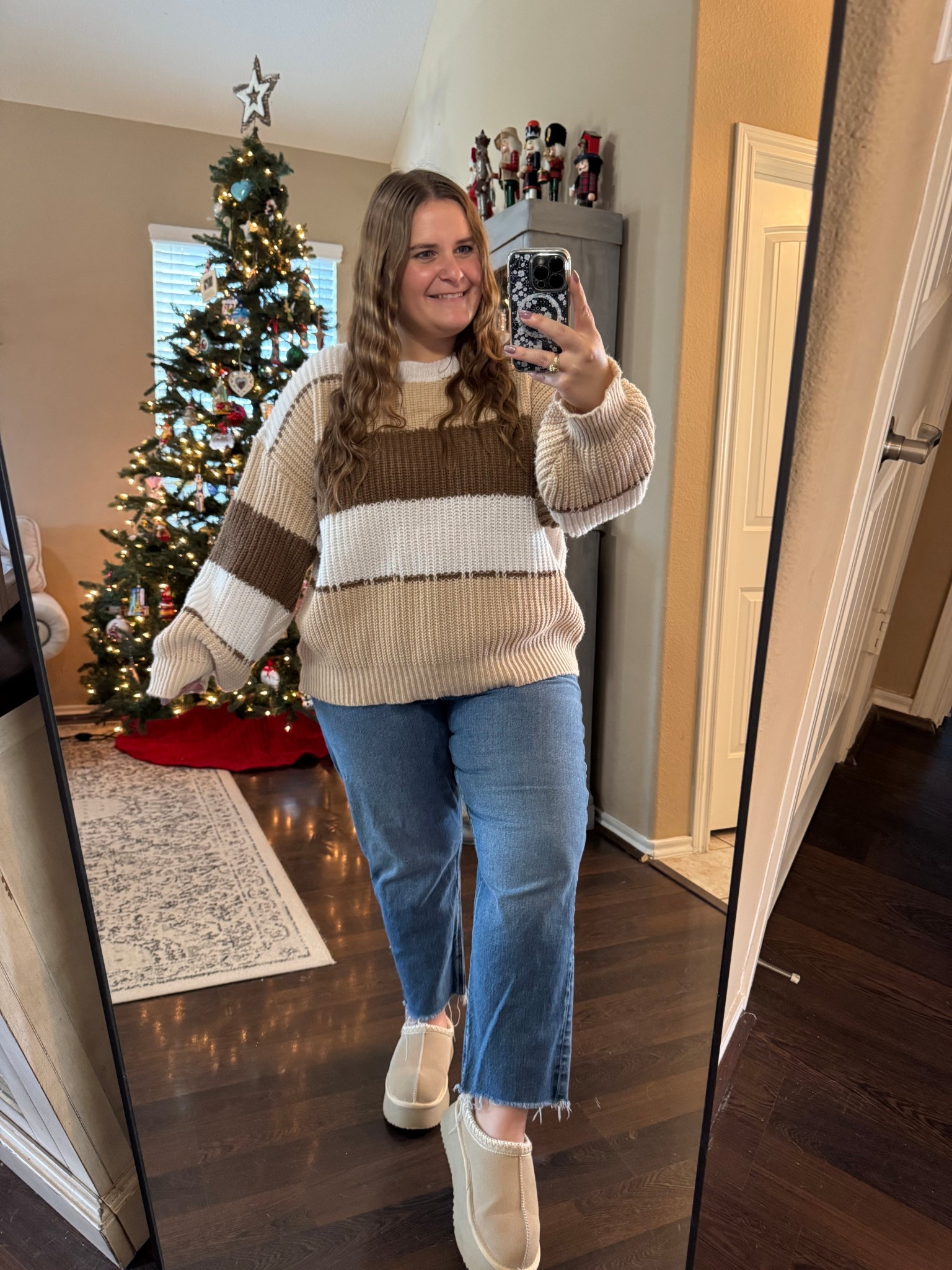 Cute and comfy fit! I’m wearing a 2x in the sweater and a 16 in the jeans. 

#LTKPetite #LTKMidsize #LTKPlusSize