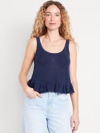 Sleeveless Open-Stitch Peplum Sweater | Old Navy (US)