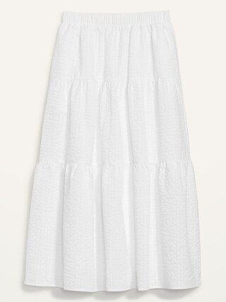 High-Waisted Tiered Seersucker Maxi Skirt for Women | Old Navy (US)