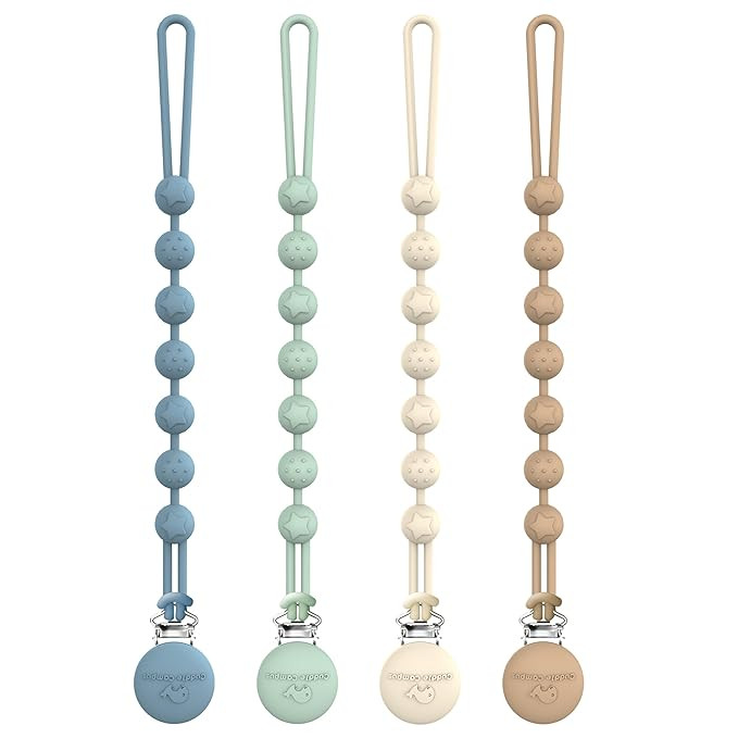 Cuddle Campus Silicone Pacifier Clip Holder with One Piece Design, Pack of 4 Soft Flexible Binky ... | Amazon (US)
