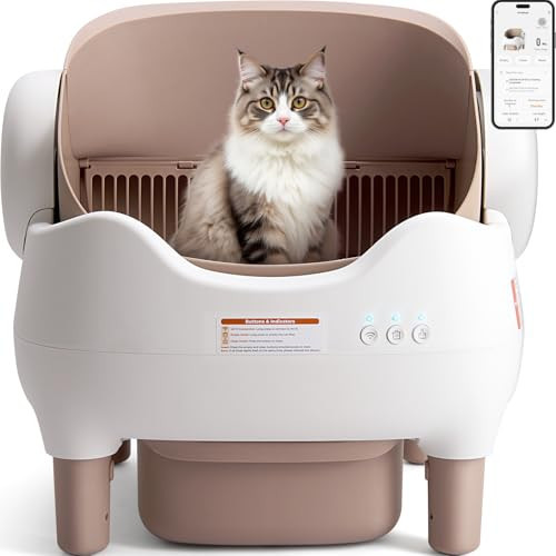 KITPLUS Self Cleaning Litter Box, Automatic Cat Litter Box with APP Control, Odor-Free Waste Disposal Includes Trash Bags, Large Waste Bin, Open-Top, for Multiple Cats | Amazon (US)