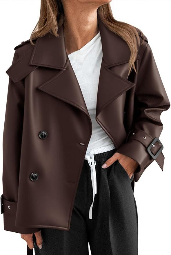 Yousify Womens Textured Faux Leather Jackets Oversized Button Down Motorcycle Clothes Casual Fall... | Amazon (US)