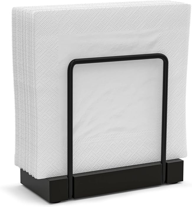 Napkin Holder for Table, Bamboo Iron Standing Napkin Dispenser for Kitchen Dining Farmhouse Cocktail Picnic Bar Rustic Wood Holders for Paper Mail Bills Suitable for All Dining Room Decors Black | Amazon (US)