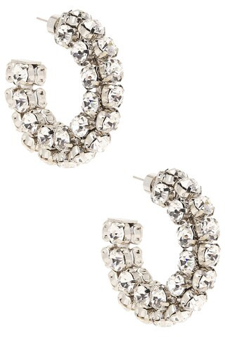 AREA Crystal Hoop Earrings in Silver from Revolve.com | Revolve Clothing (Global)