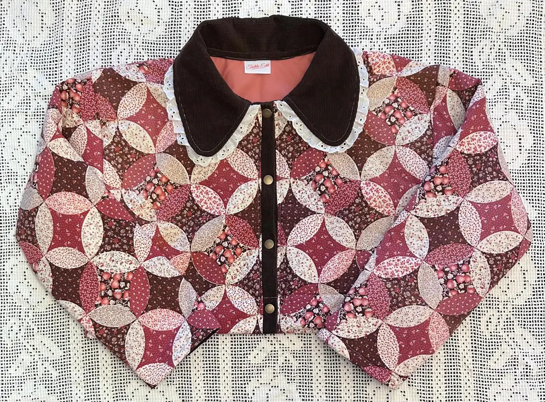 Handmade Floral and Strawberry Quilt Jacket With Ruffle Collar - Etsy | Etsy (US)