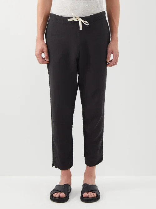 Marané - Linen Drawstring Trousers - Mens - Black | Matches (US)
