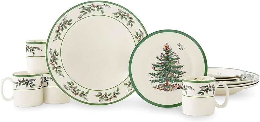 Spode Christmas Tree 12-Piece Dinnerware Set (Service for 4) - Festive Holiday Tableware with Pla... | Amazon (US)
