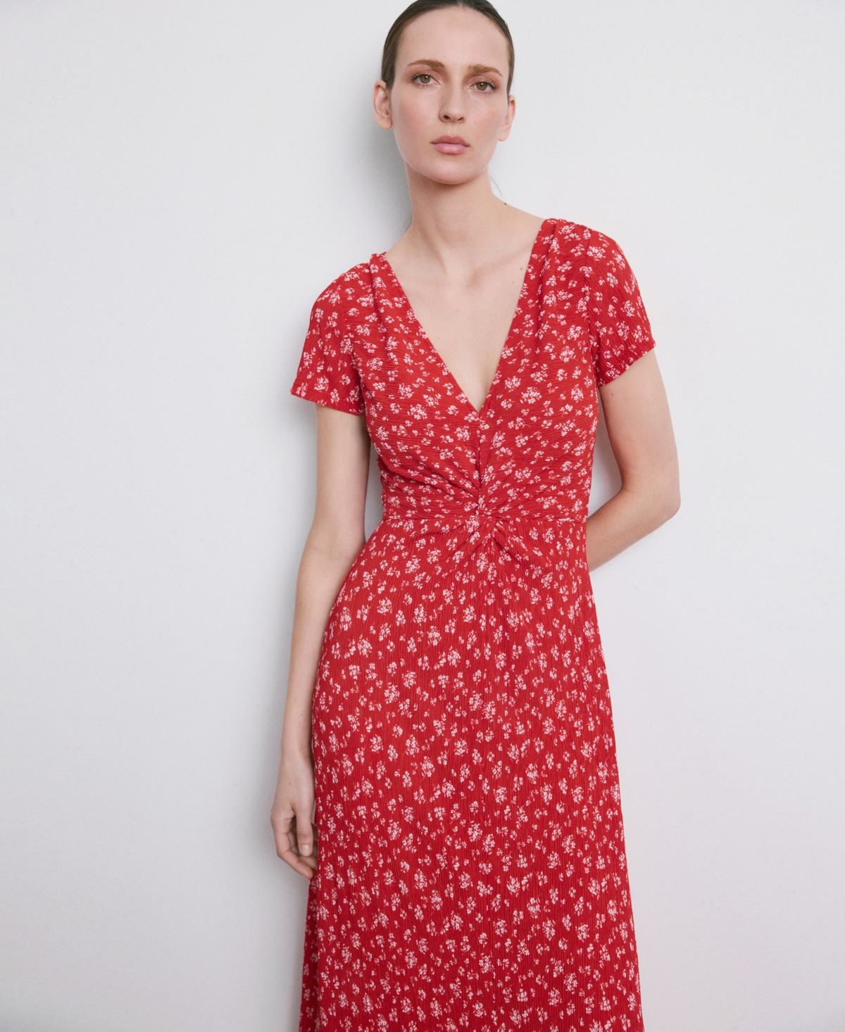Mango Women's Printed Midi-Dress - Red | Macy's