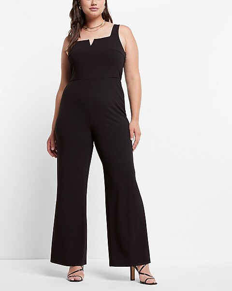 Square Neck V-wire Knit Jumpsuit | Express