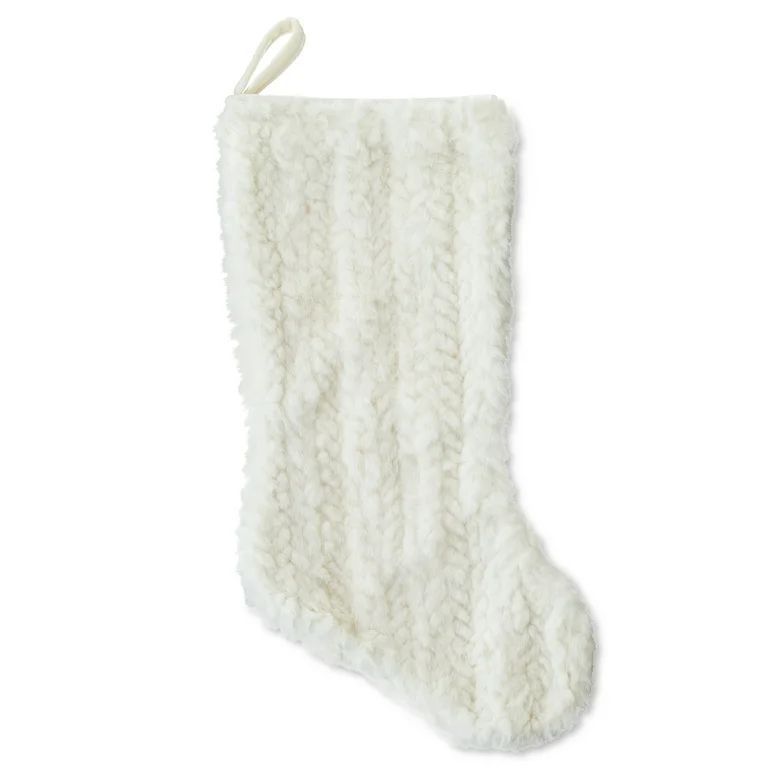 White Fur Christmas Stocking, 20 inch, .13 Pounds, by My Texas House - Walmart.com | Walmart (US)