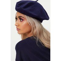 Navy Felt Beret | PrettyLittleThing UK